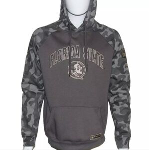 Men's Colosseum Florida State Seminoles Military Appreciation Camo Hoodie Lg New